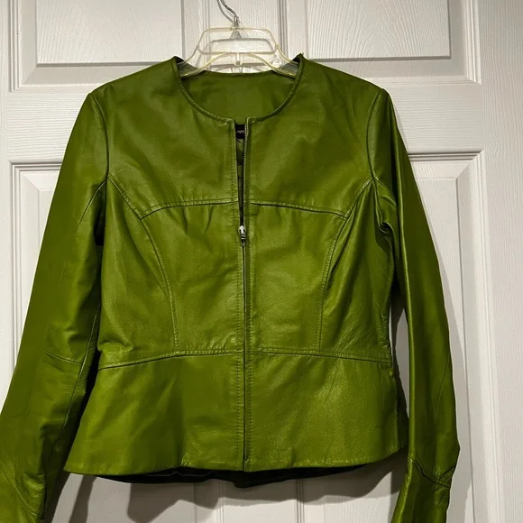Shape FX Green Leather Women's Jacket SIZE 12 - Picture 1 of 5